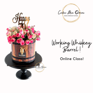 Working Whiskey Barrel Cake