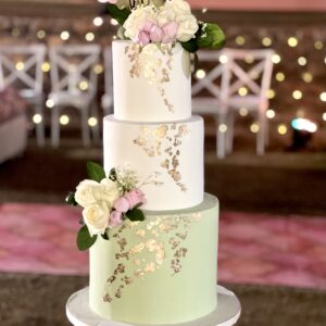 Green white wedding cake
