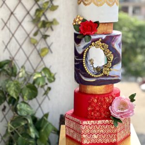 Royal red tiered cake