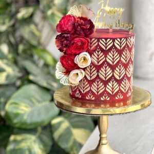 Golden red print cake